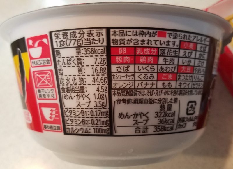 チャルメラ宮崎辛麺の栄養成分は？