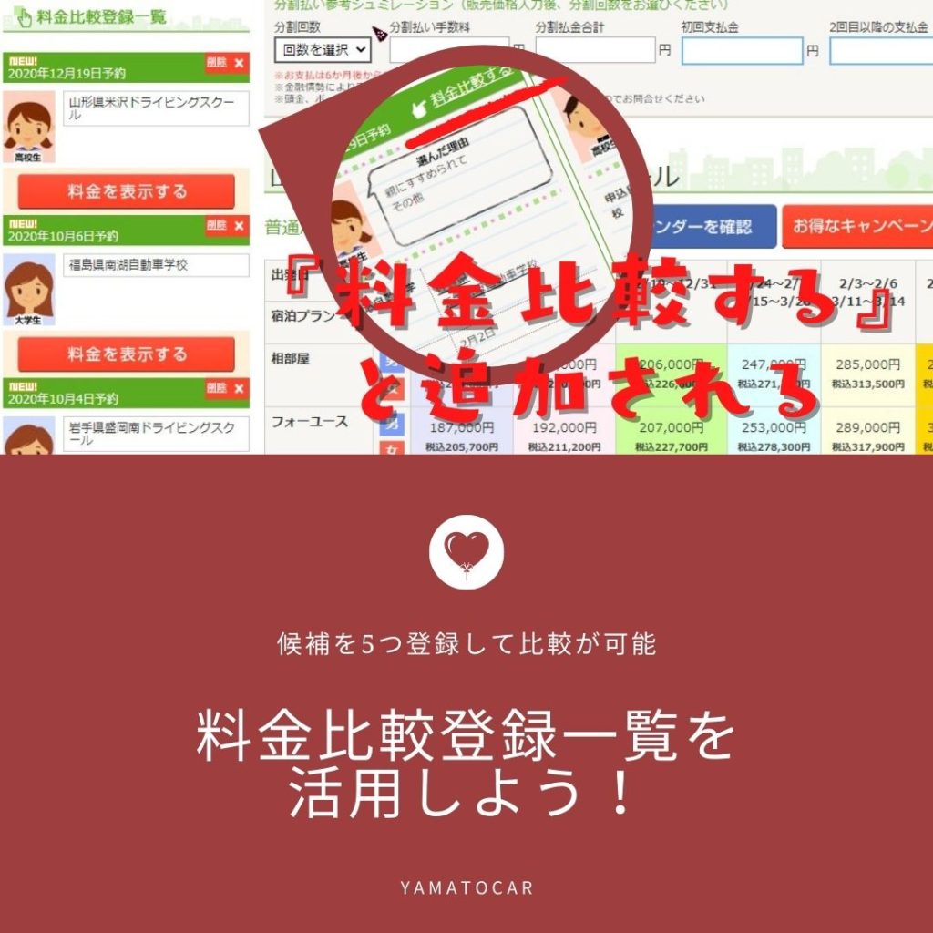 料金比較登録一覧を活用しよう!候補を5つ登録して比較が可能