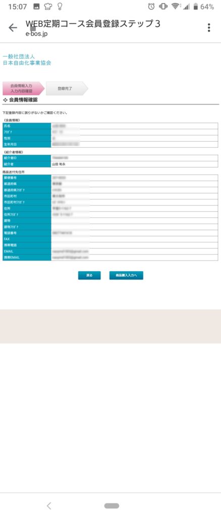 ペンギンモバイルの申し込み入力内容確認